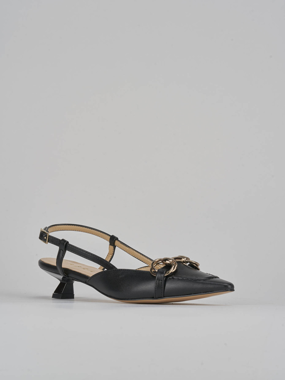 Décolleté e slingback tacco 3cm pelle nero