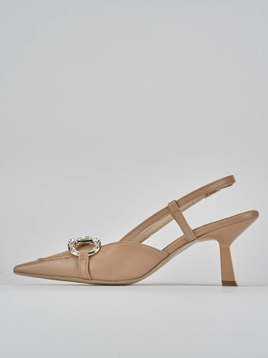 Décolleté e slingback tacco 7cm pelle beige