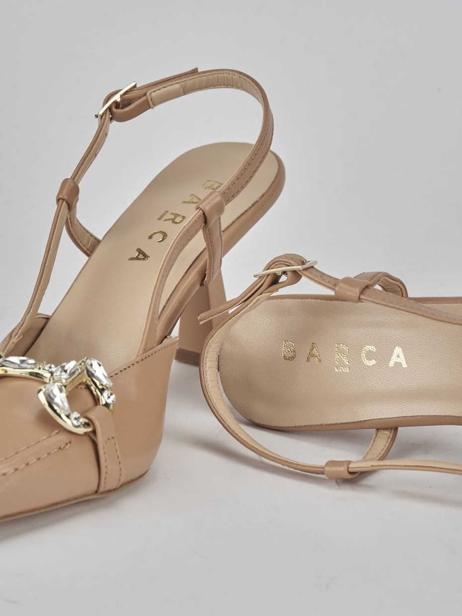 Décolleté e slingback tacco 7cm pelle beige