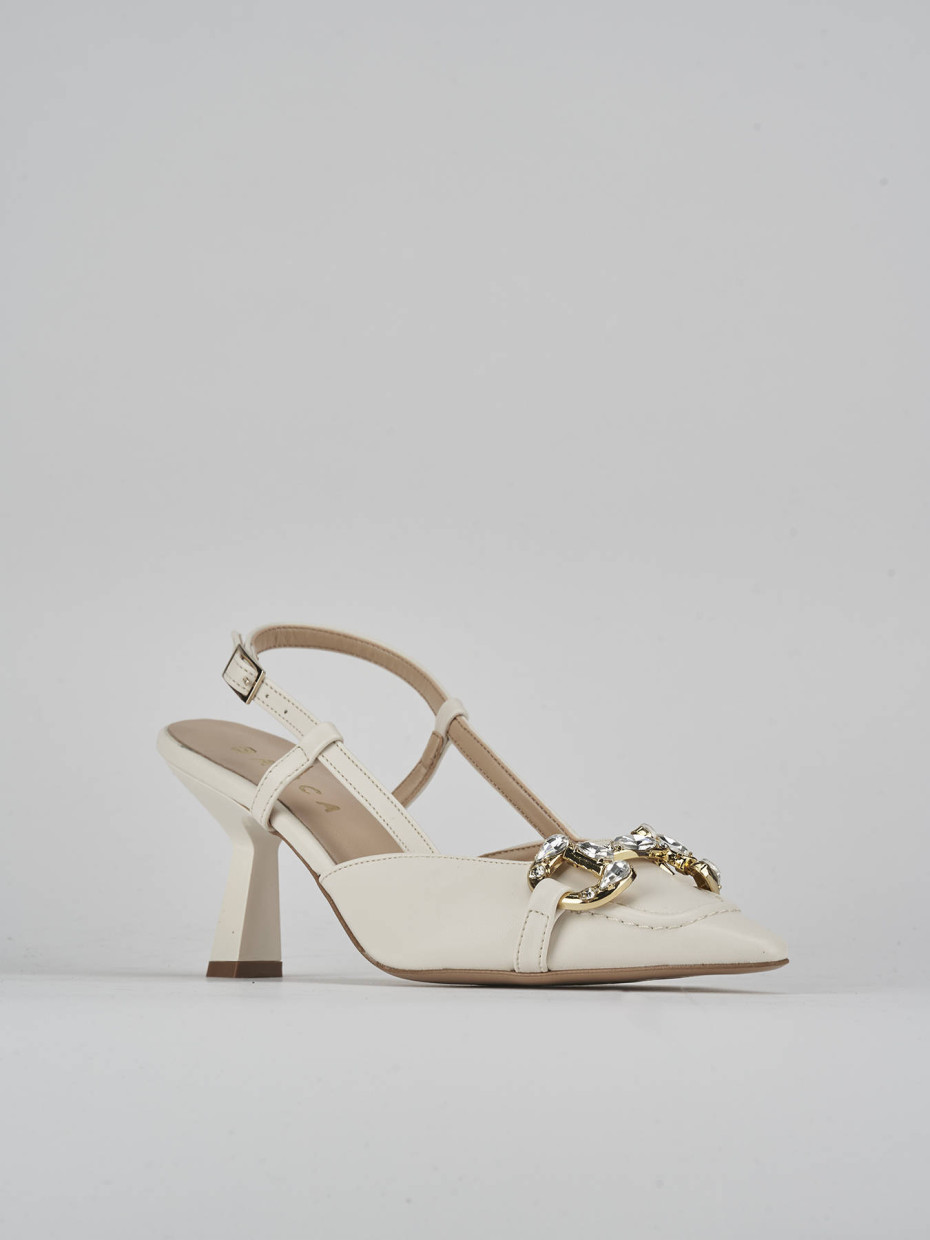 Décolleté e slingback tacco 7cm pelle bianco