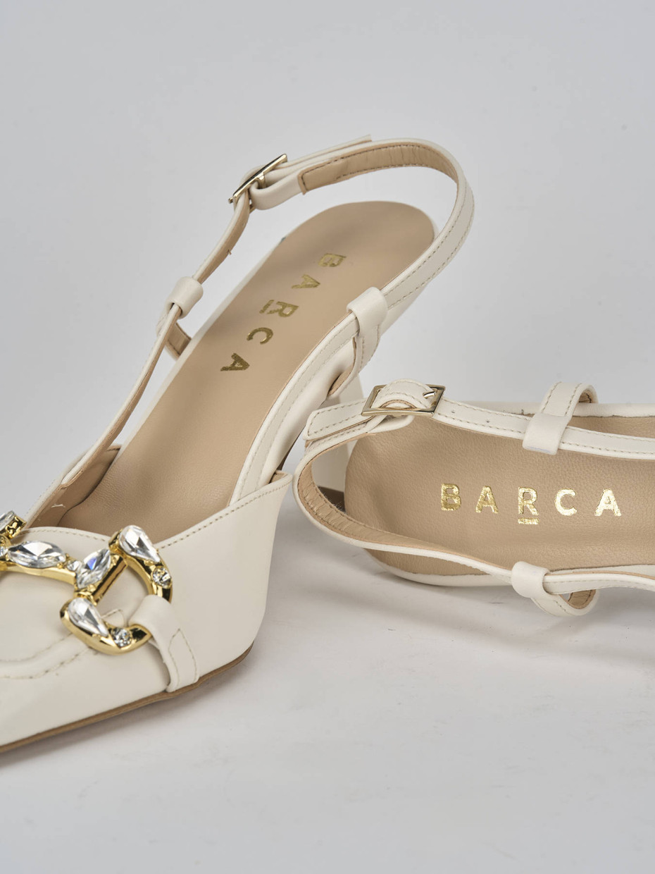 Décolleté e slingback tacco 7cm pelle bianco