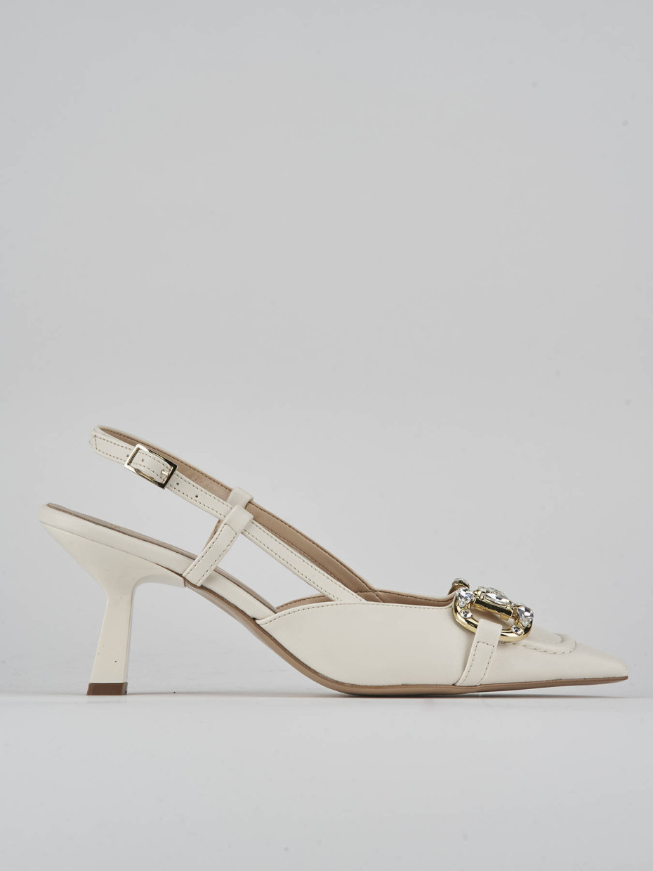 Décolleté e slingback tacco 7cm pelle bianco