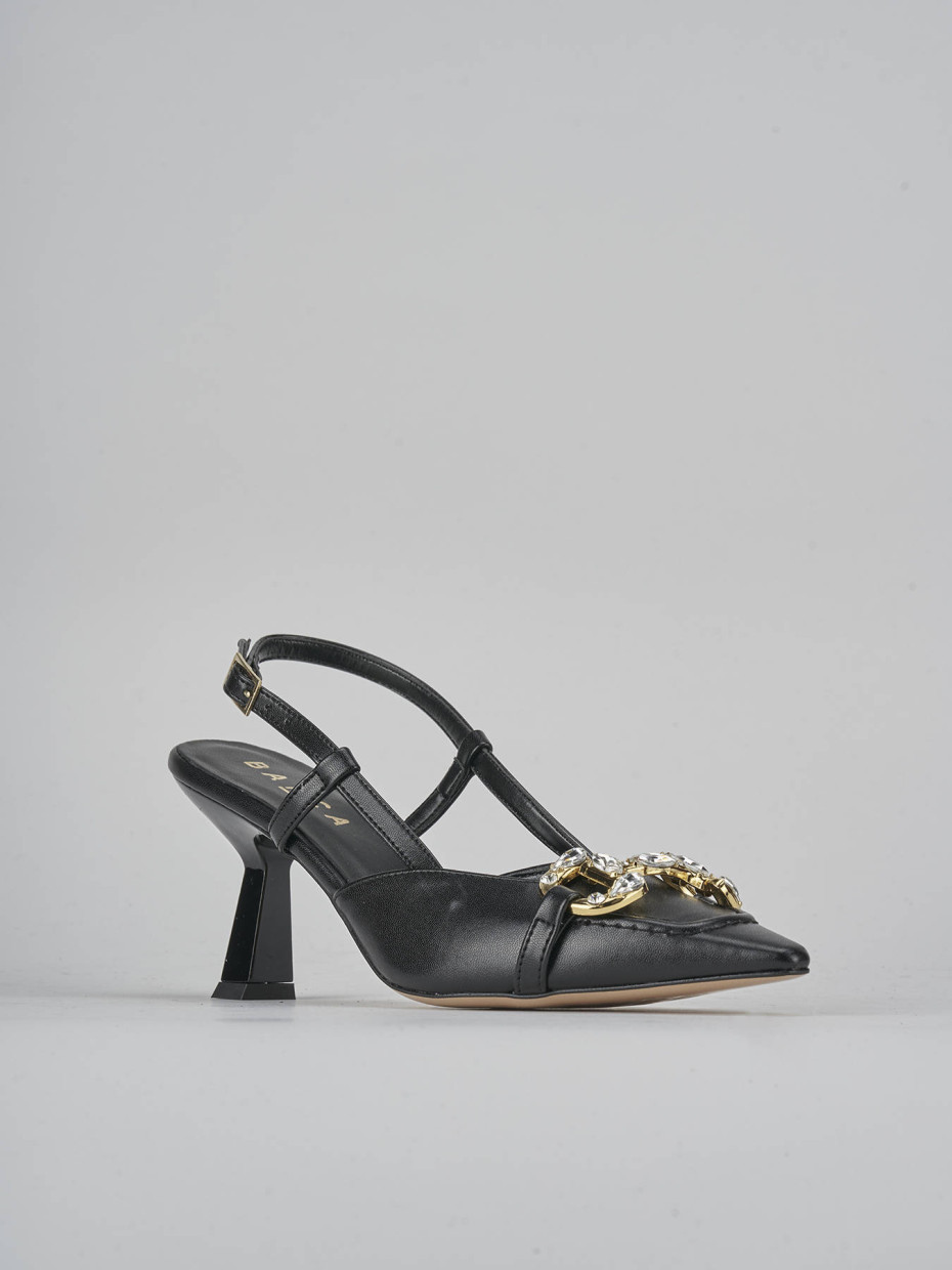 Décolleté e slingback tacco 7cm pelle nero