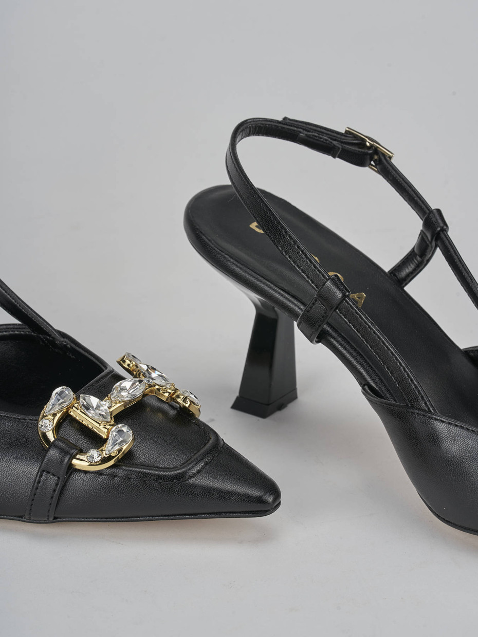 Décolleté e slingback tacco 7cm pelle nero