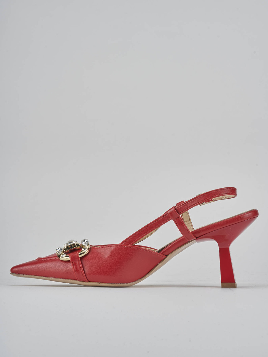 Décolleté e slingback tacco 7cm pelle rosso