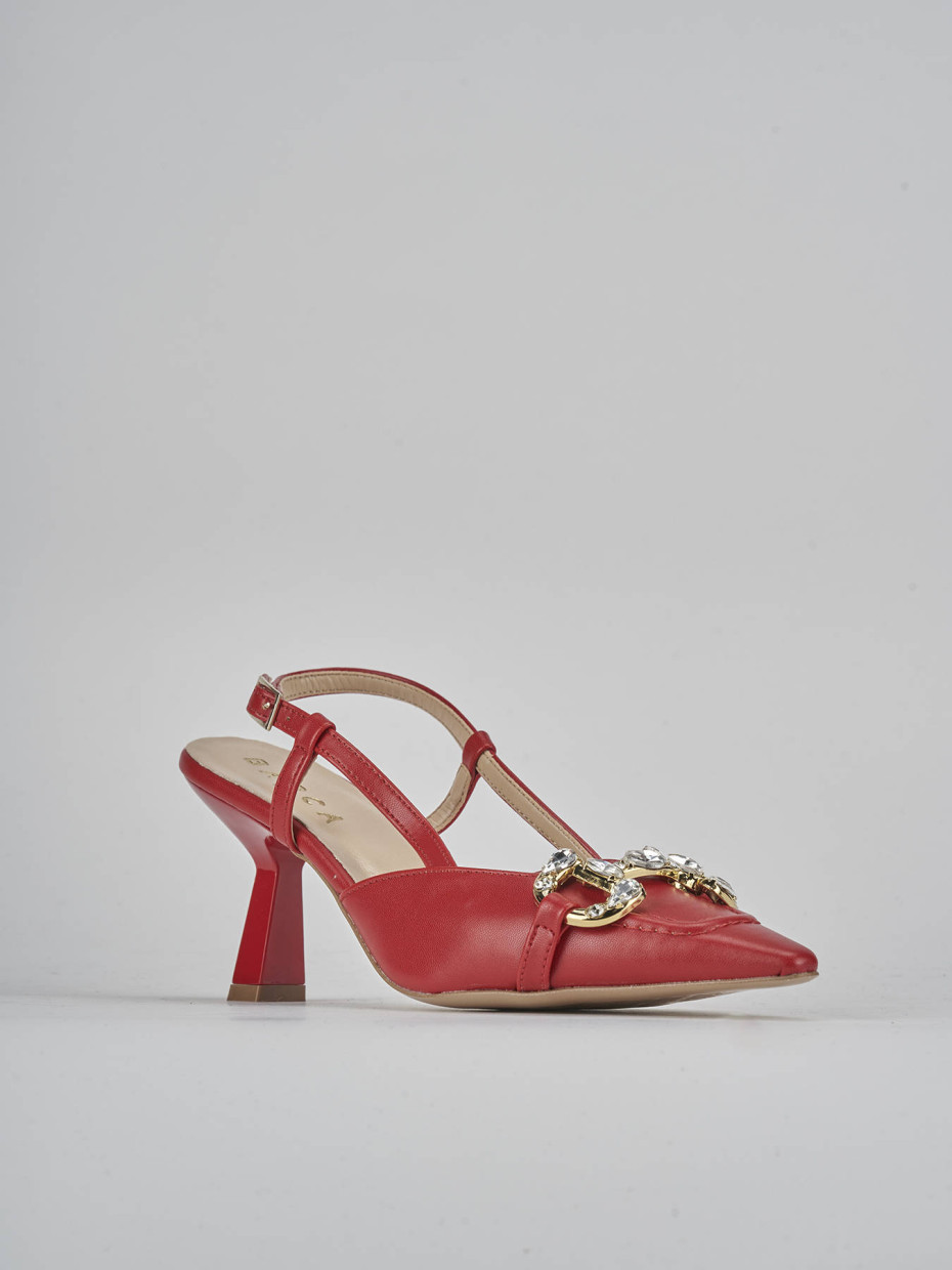 Décolleté e slingback tacco 7cm pelle rosso