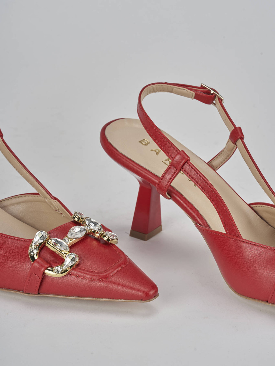 Décolleté e slingback tacco 7cm pelle rosso