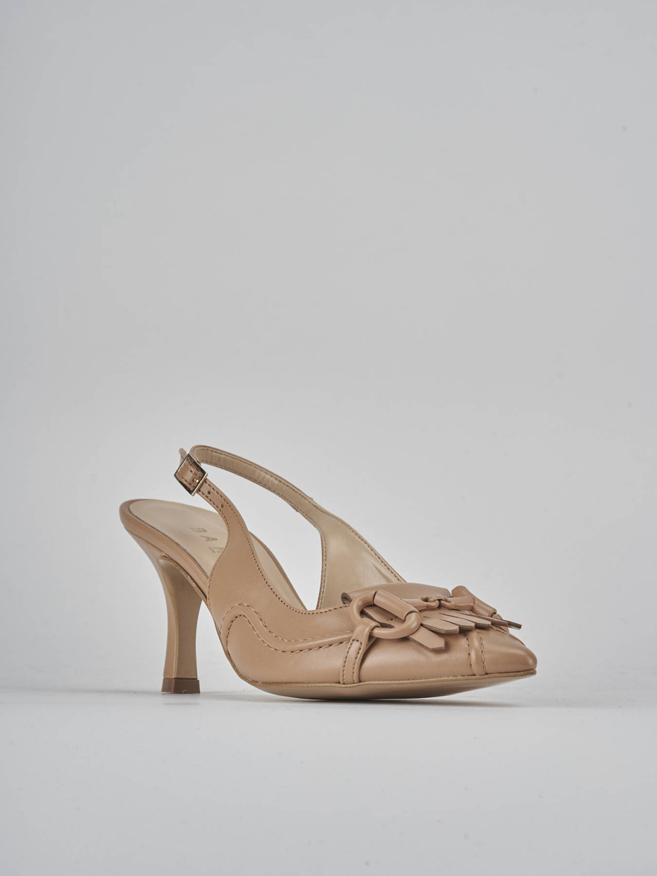 Décolleté e slingback tacco 7cm pelle beige