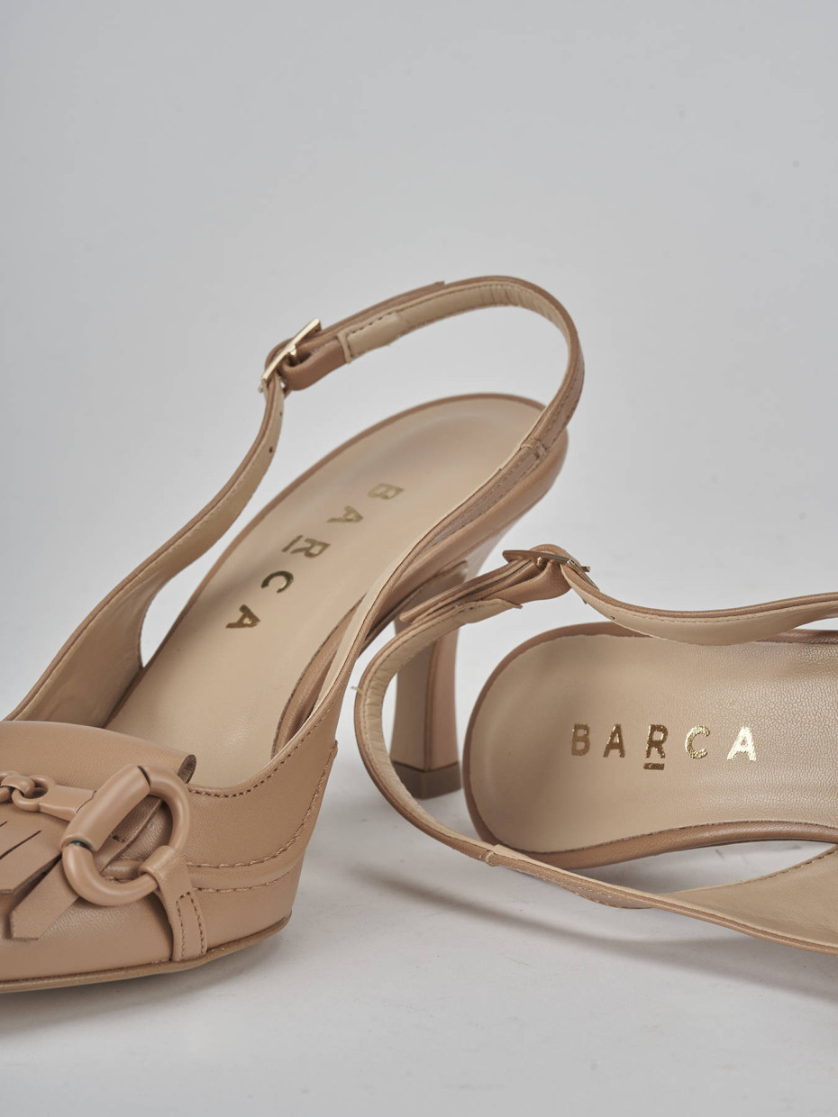 Décolleté e slingback tacco 7cm pelle beige