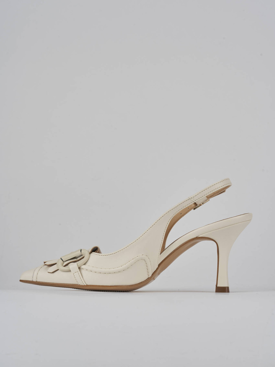 Décolleté e slingback tacco 7cm pelle bianco