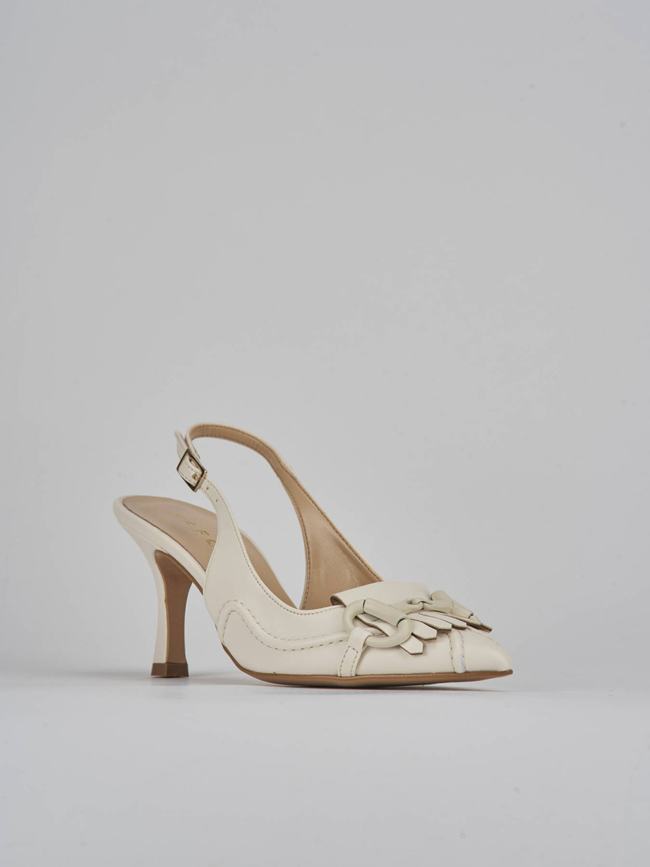 Décolleté e slingback tacco 7cm pelle bianco