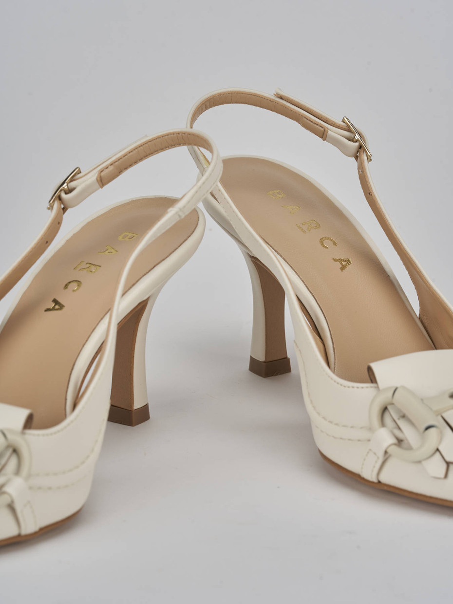 Décolleté e slingback tacco 7cm pelle bianco