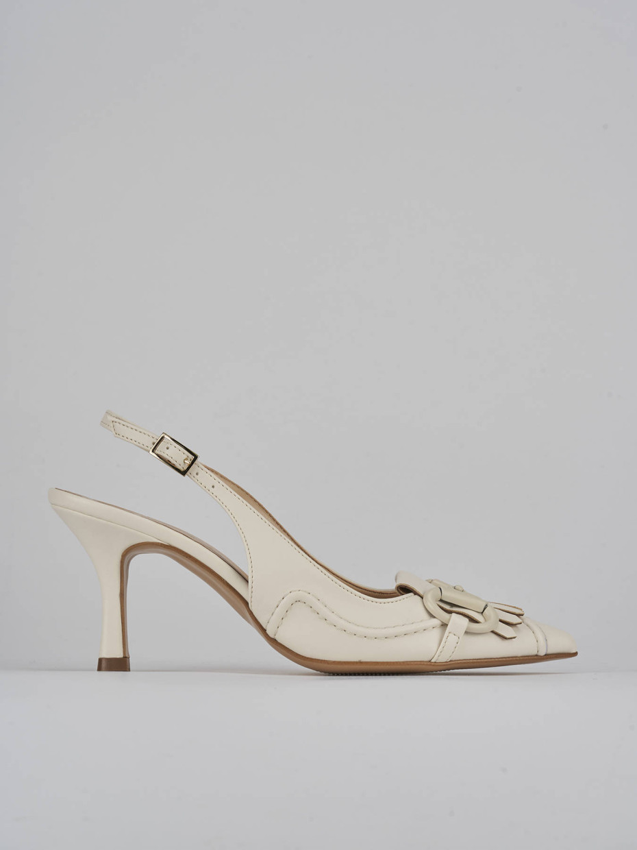 Décolleté e slingback tacco 7cm pelle bianco