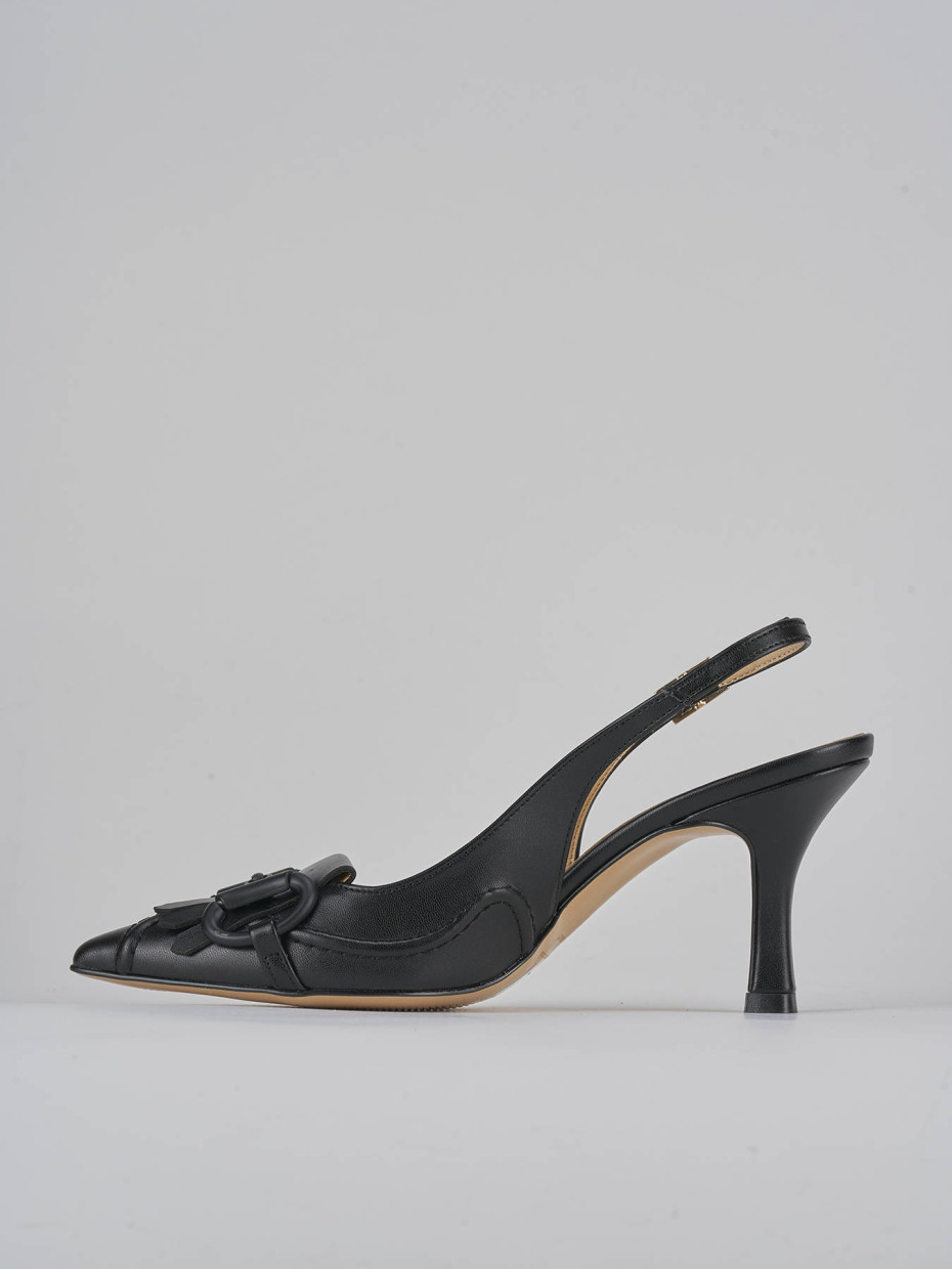 Décolleté e slingback tacco 7cm pelle nero