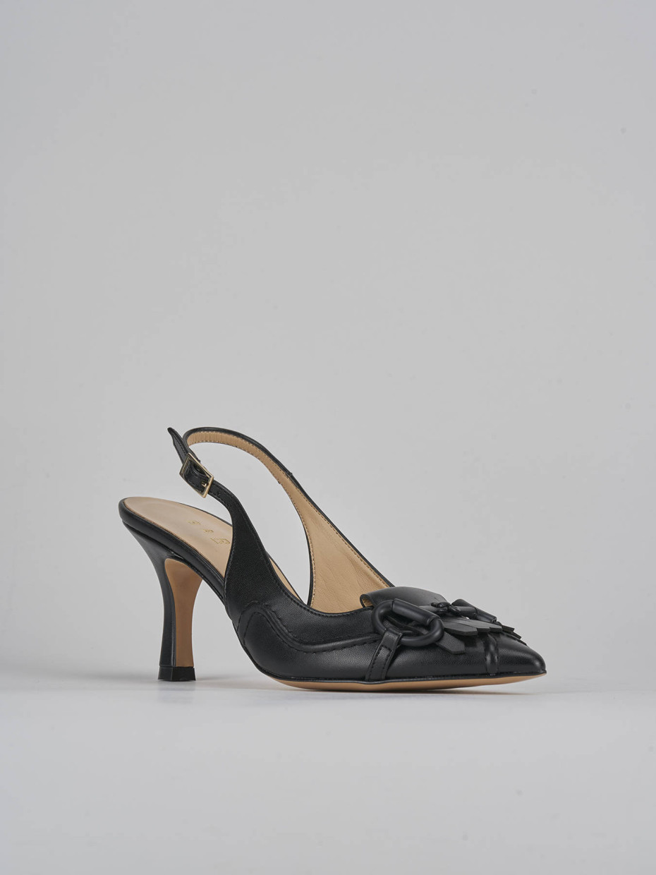 Décolleté e slingback tacco 7cm pelle nero