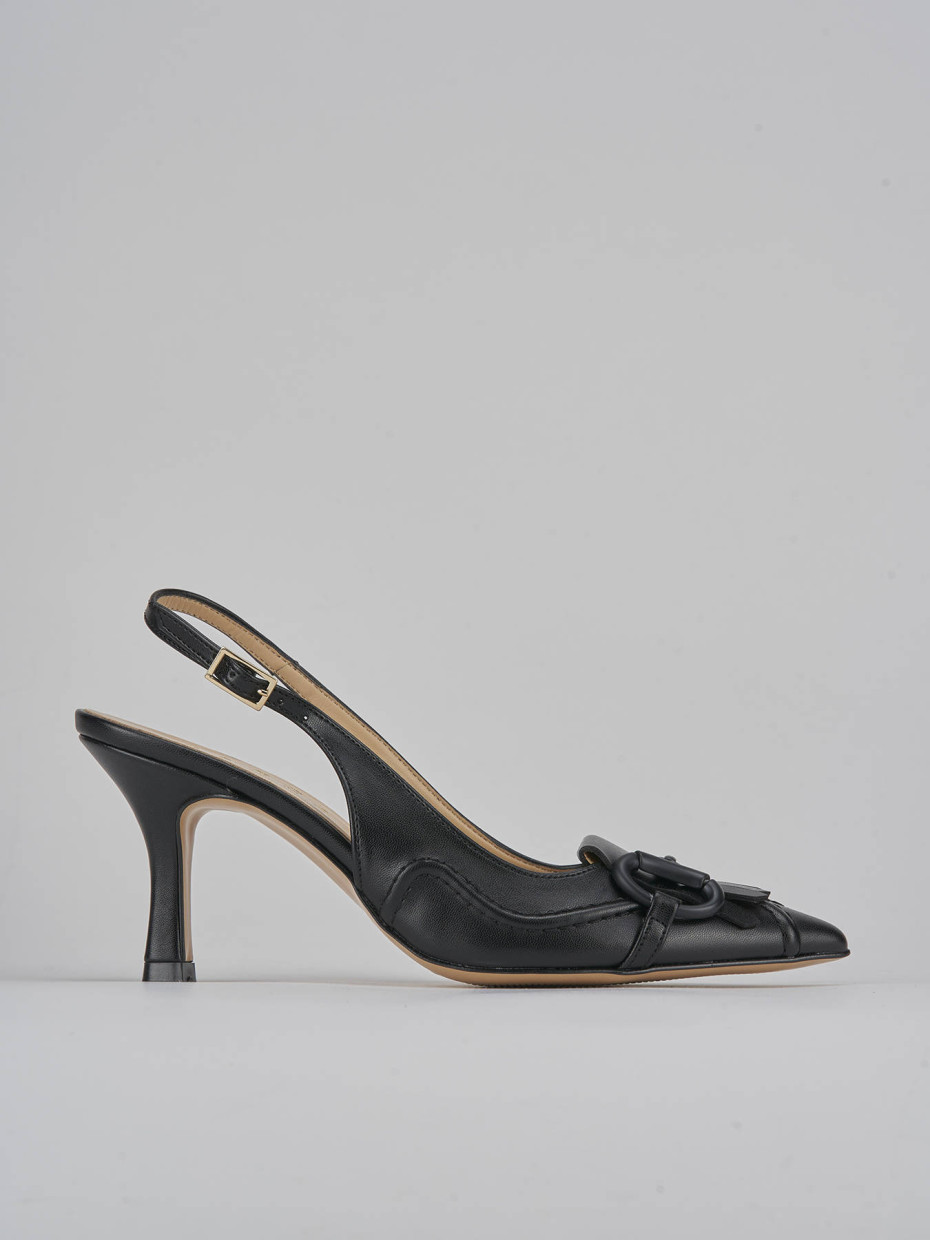 Décolleté e slingback tacco 7cm pelle nero