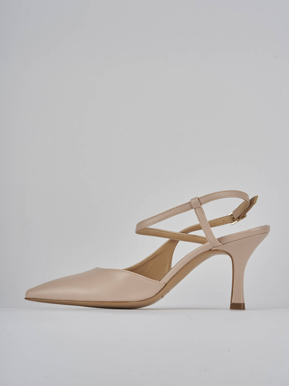 Décolleté e slingback tacco 7cm pelle beige