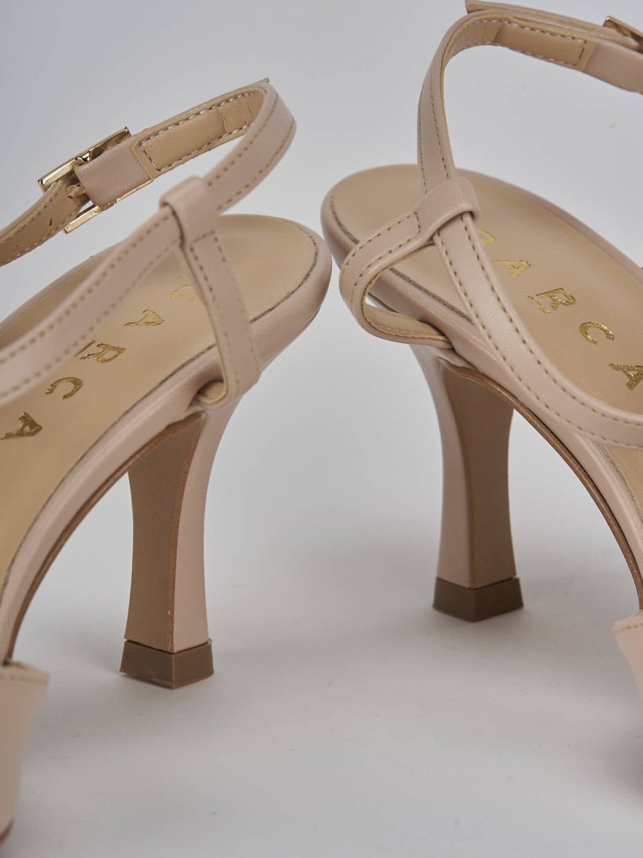 Décolleté e slingback tacco 7cm pelle beige