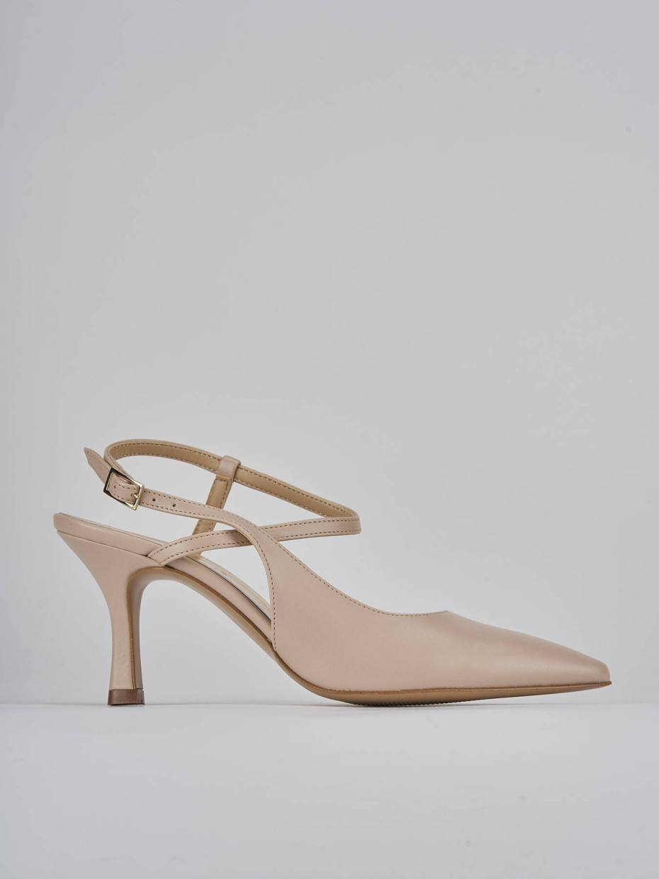 Décolleté e slingback tacco 7cm pelle beige