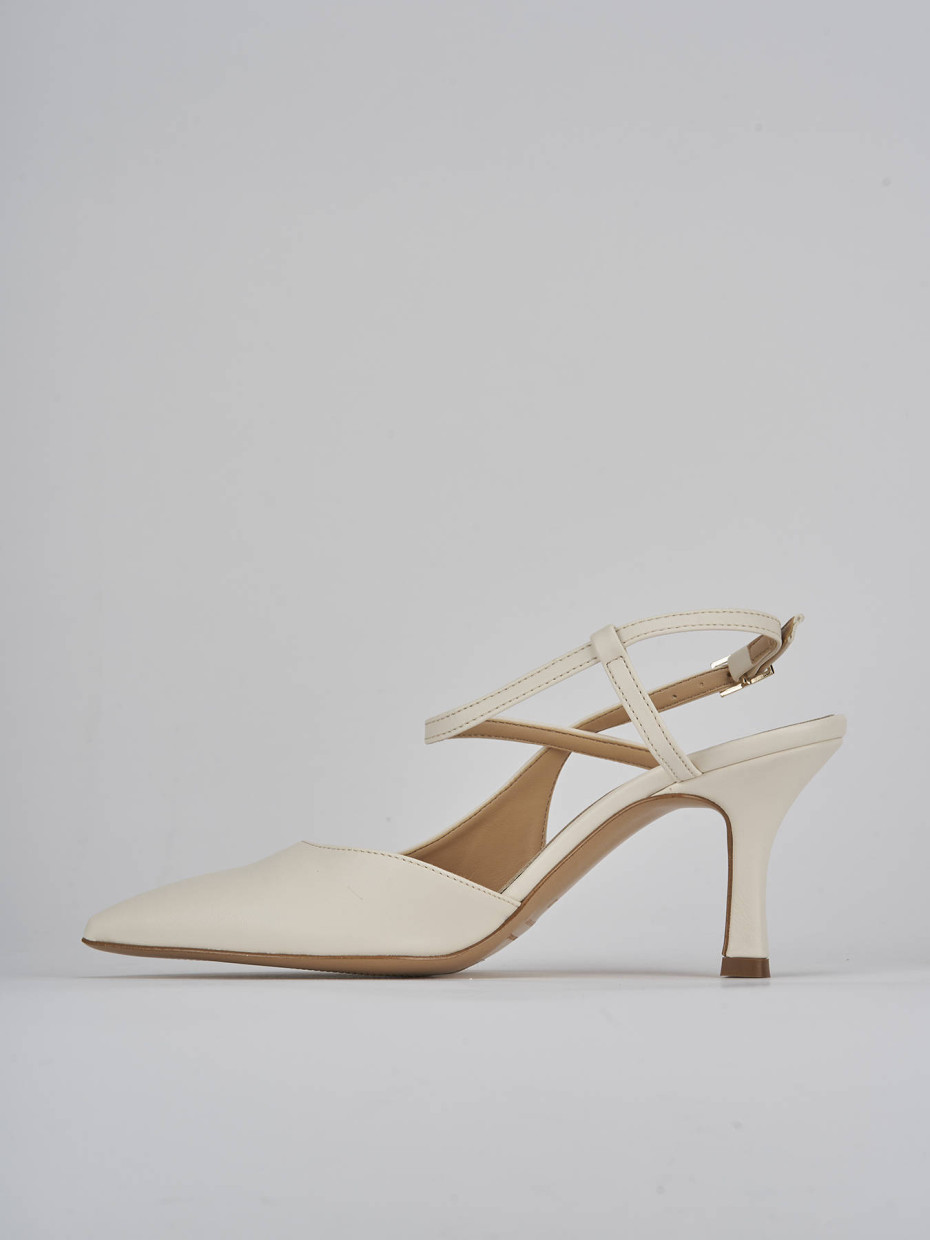 Décolleté e slingback tacco 7cm pelle bianco