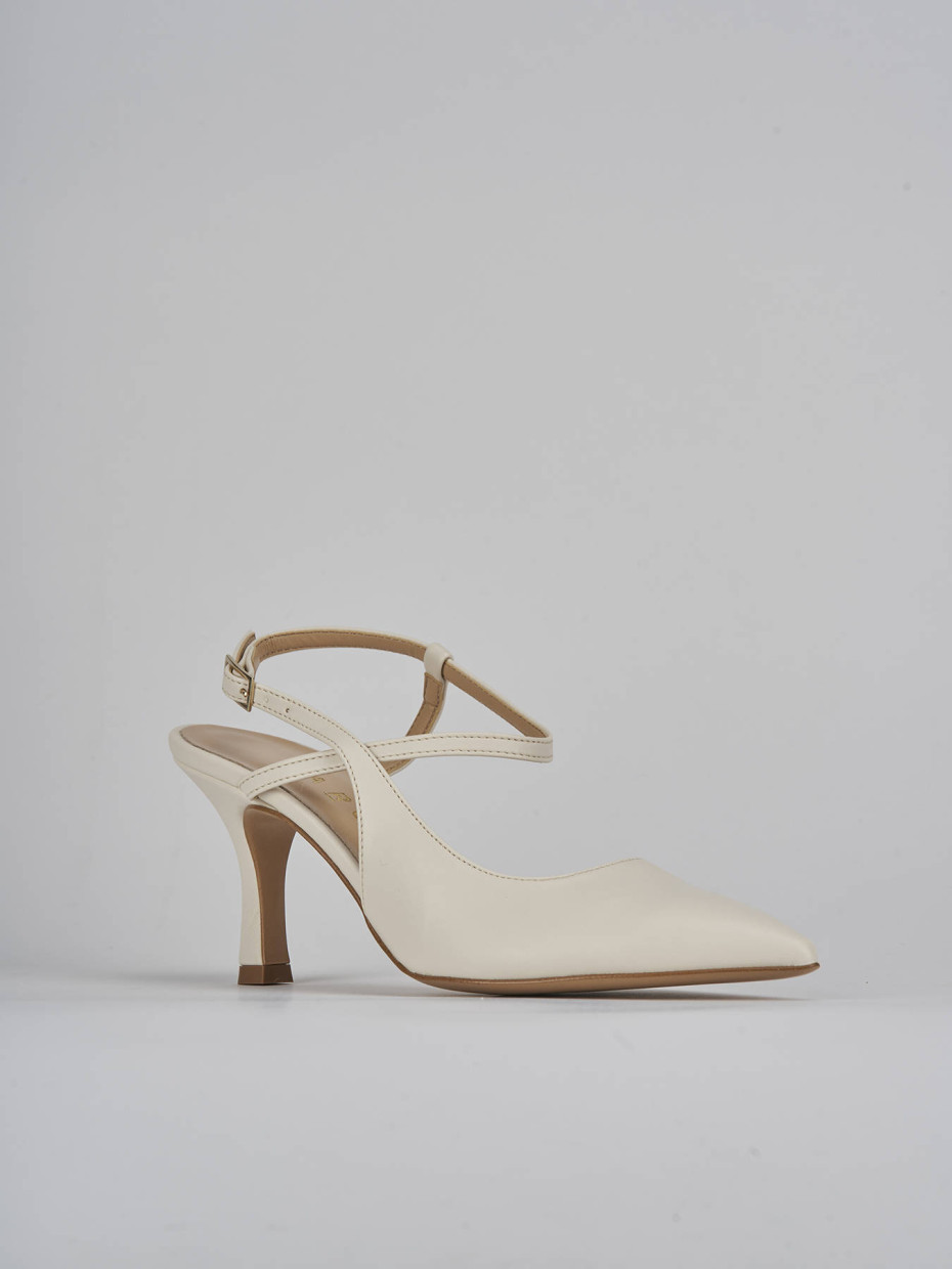 Décolleté e slingback tacco 7cm pelle bianco