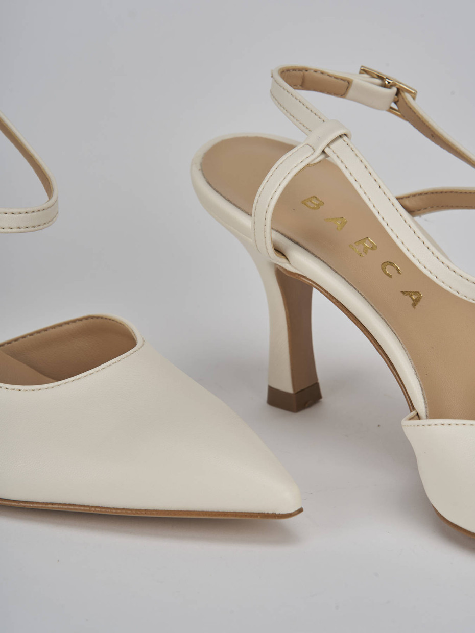 Décolleté e slingback tacco 7cm pelle bianco