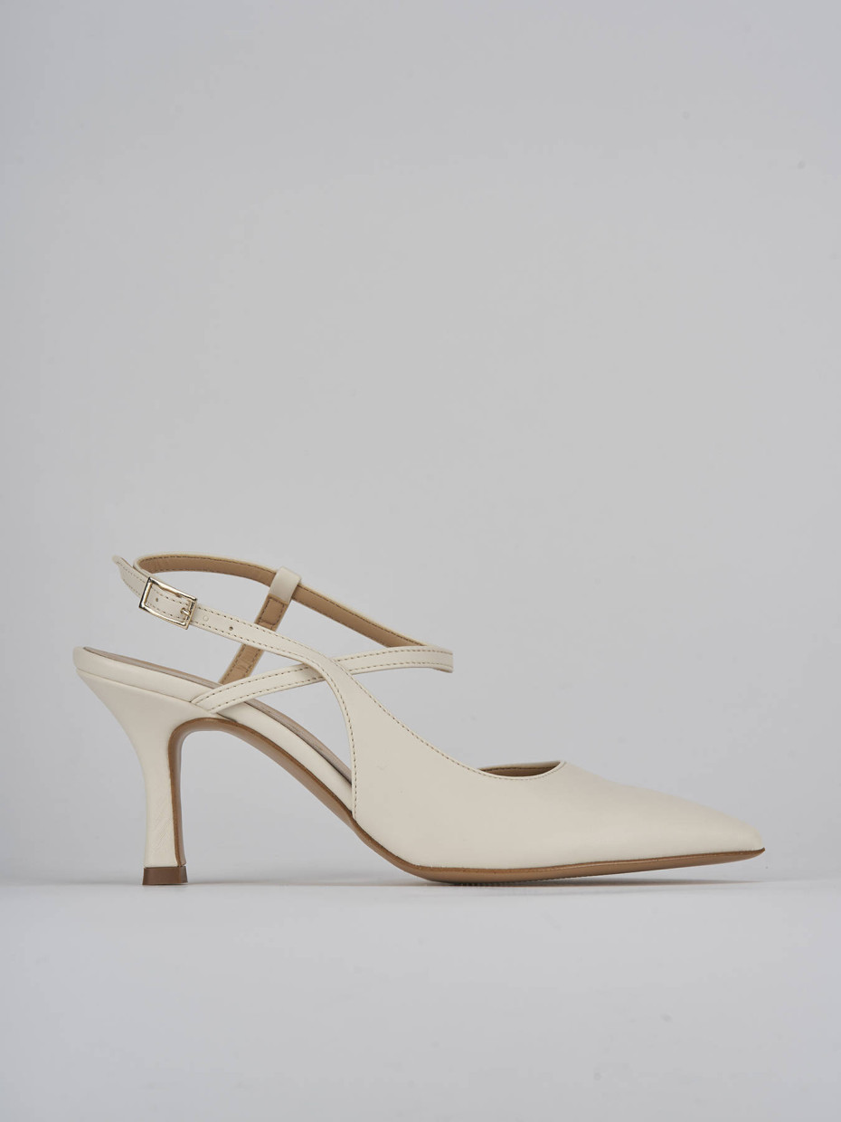 Décolleté e slingback tacco 7cm pelle bianco