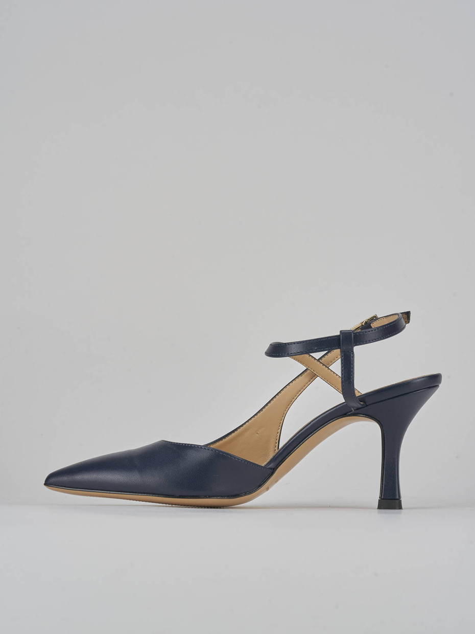 Décolleté e slingback tacco 7cm pelle blu