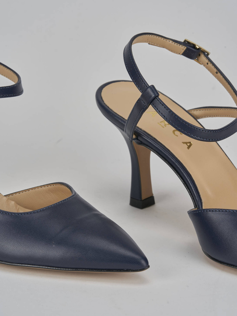 Décolleté e slingback tacco 7cm pelle blu