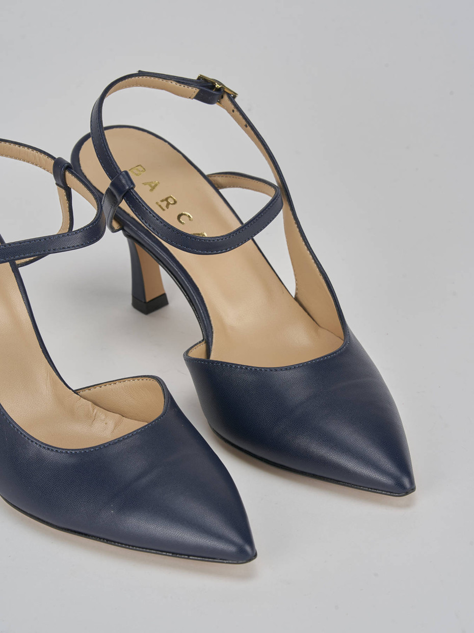 Décolleté e slingback tacco 7cm pelle blu