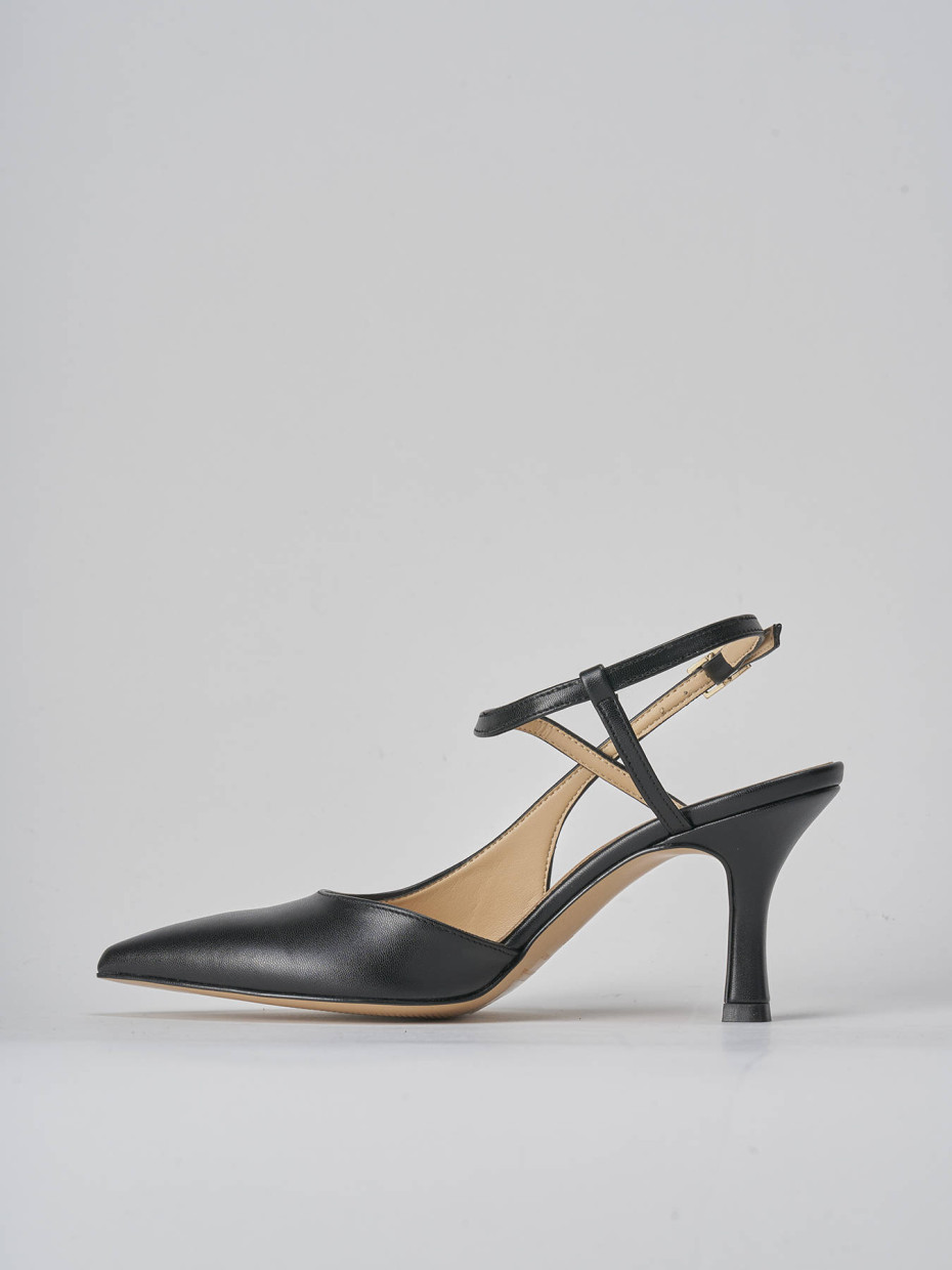 Décolleté e slingback tacco 7cm pelle nero