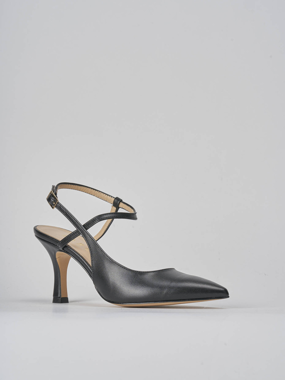 Décolleté e slingback tacco 7cm pelle nero