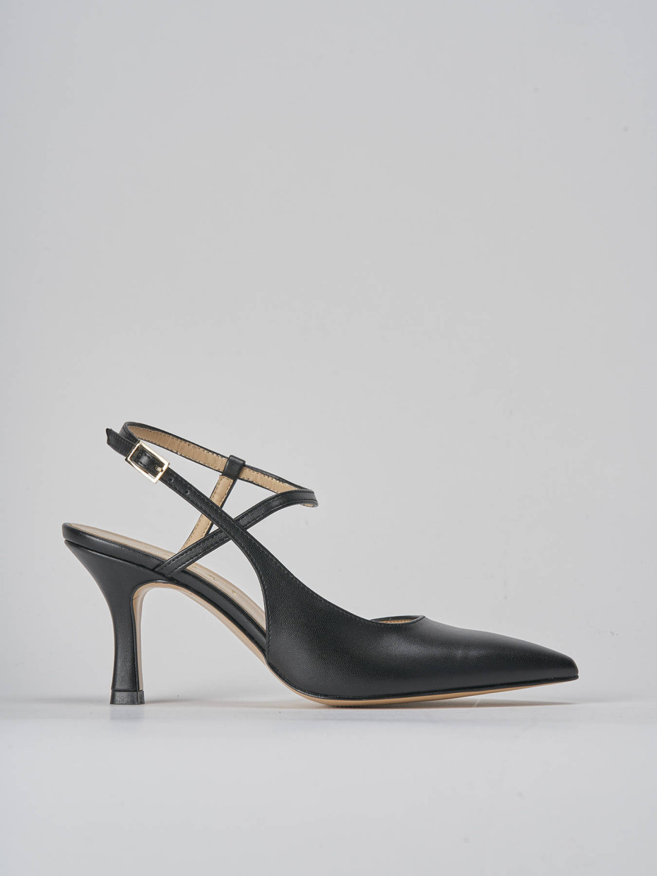 Décolleté e slingback tacco 7cm pelle nero