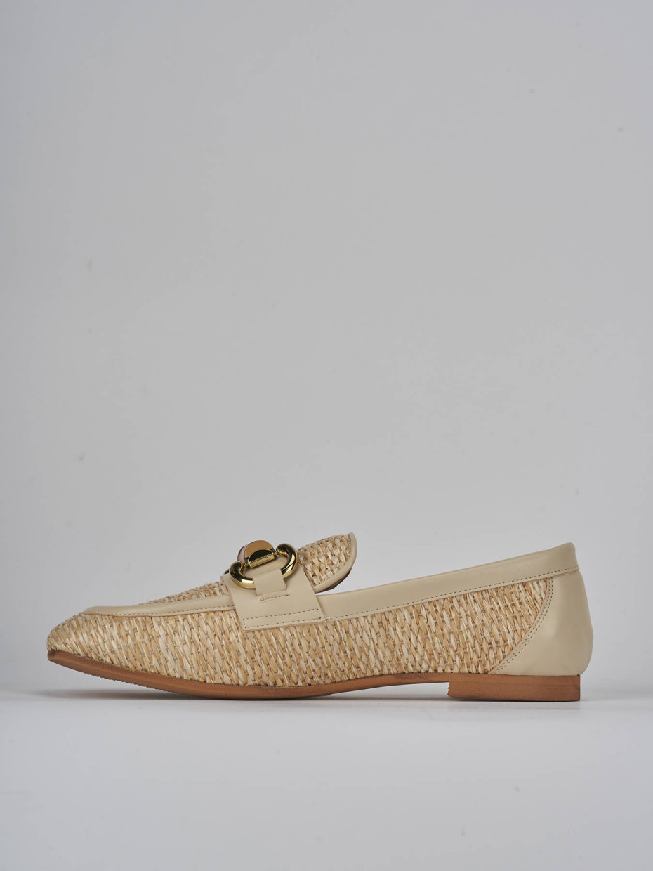 Mocassini tacco 1cm pelle beige