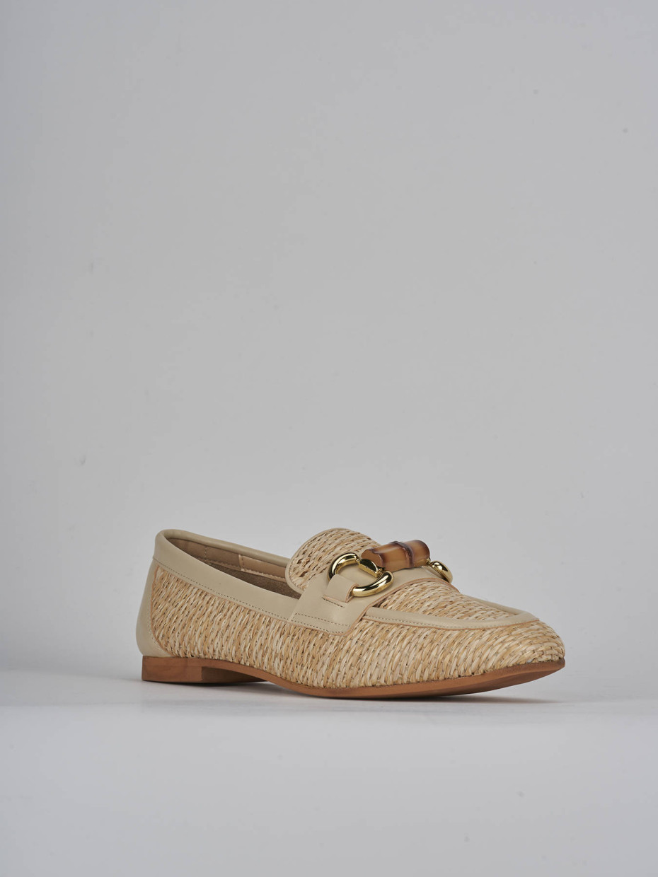 Mocassini tacco 1cm pelle beige