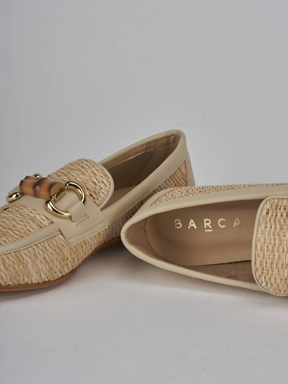 Mocassini tacco 1cm pelle beige