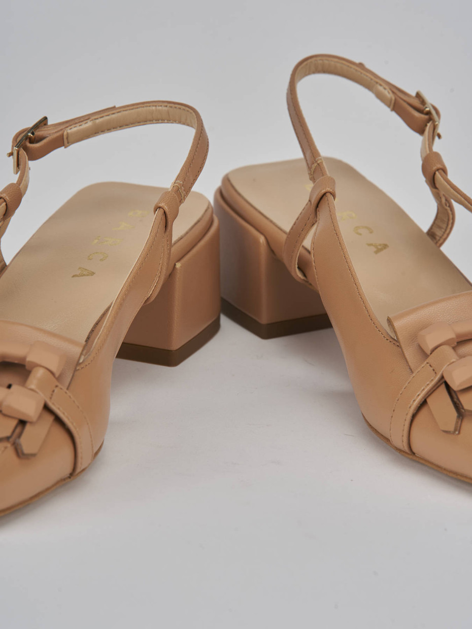 Décolleté e slingback tacco 4cm pelle beige