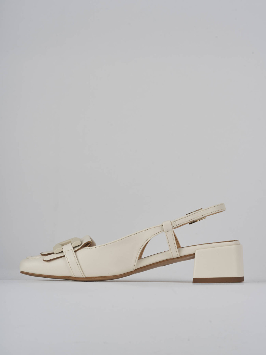 Décolleté e slingback tacco 4cm pelle bianco