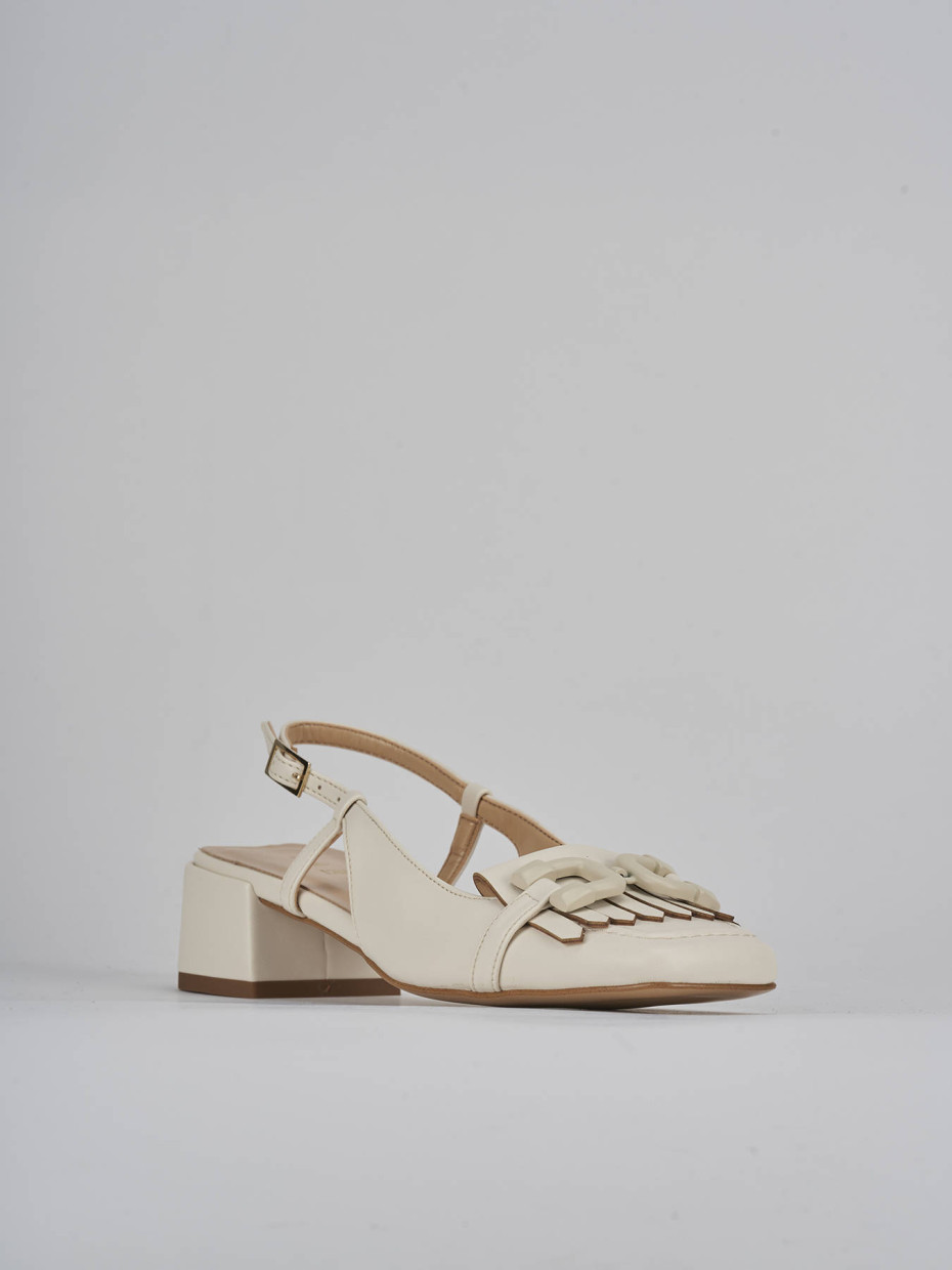 Décolleté e slingback tacco 4cm pelle bianco