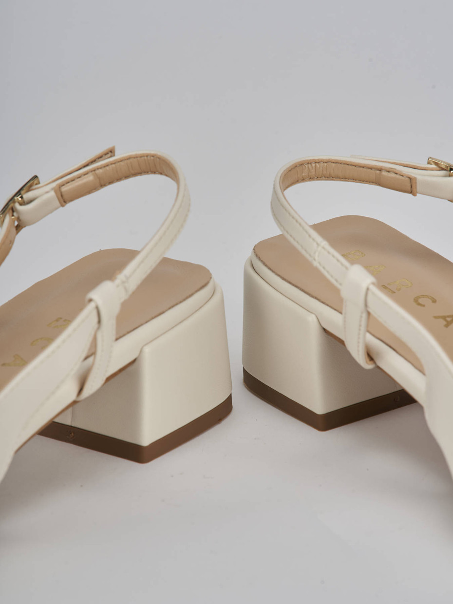 Décolleté e slingback tacco 4cm pelle bianco