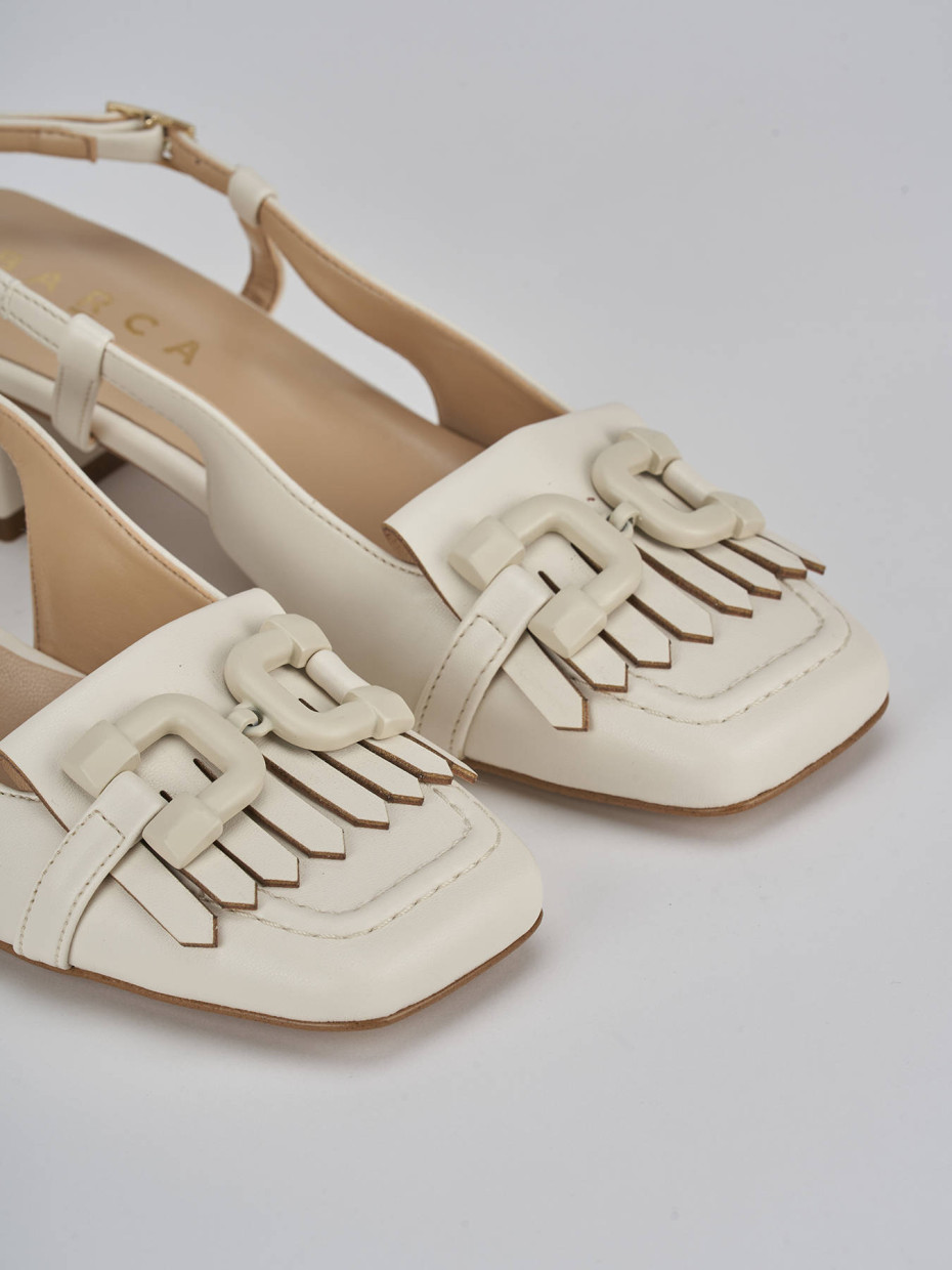 Décolleté e slingback tacco 4cm pelle bianco