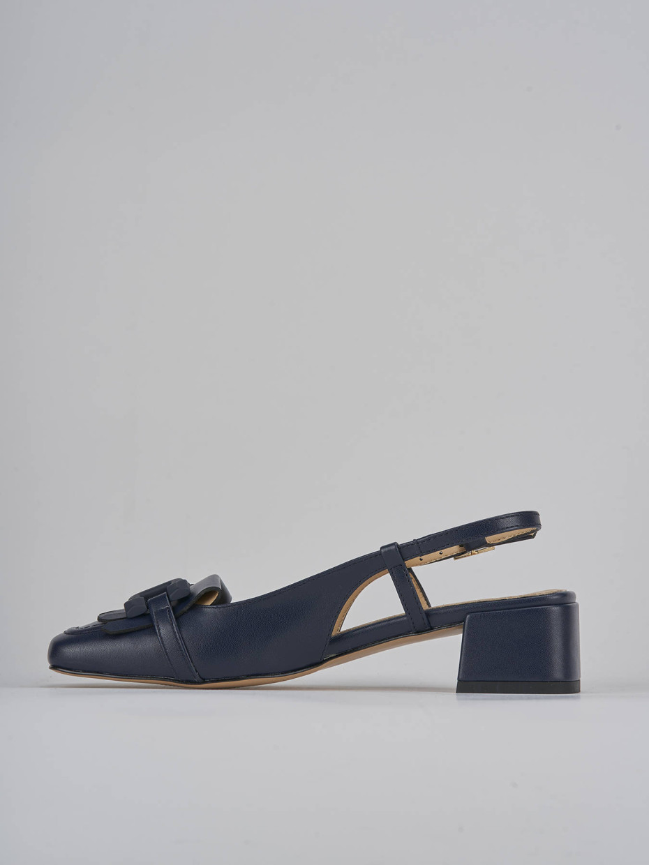 Décolleté e slingback tacco 4cm pelle blu