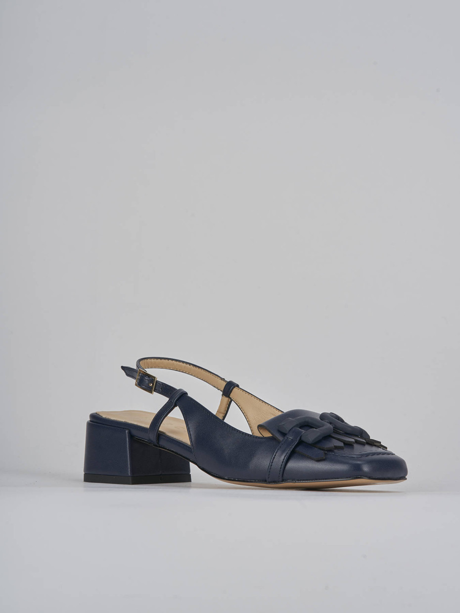 Décolleté e slingback tacco 4cm pelle blu