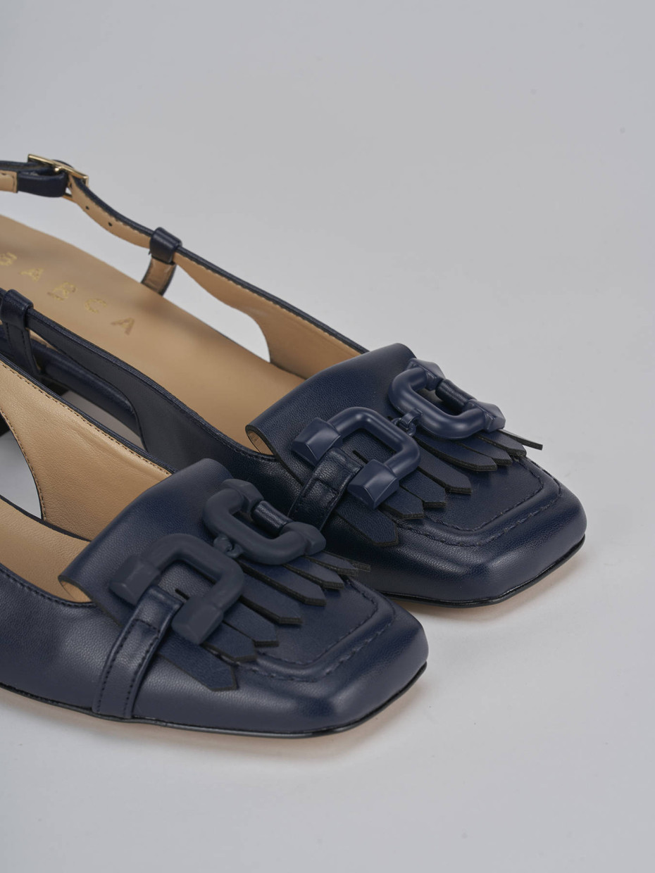 Décolleté e slingback tacco 4cm pelle blu