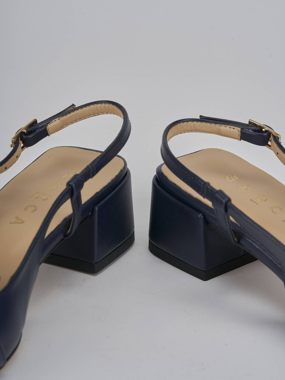 Décolleté e slingback tacco 4cm pelle blu