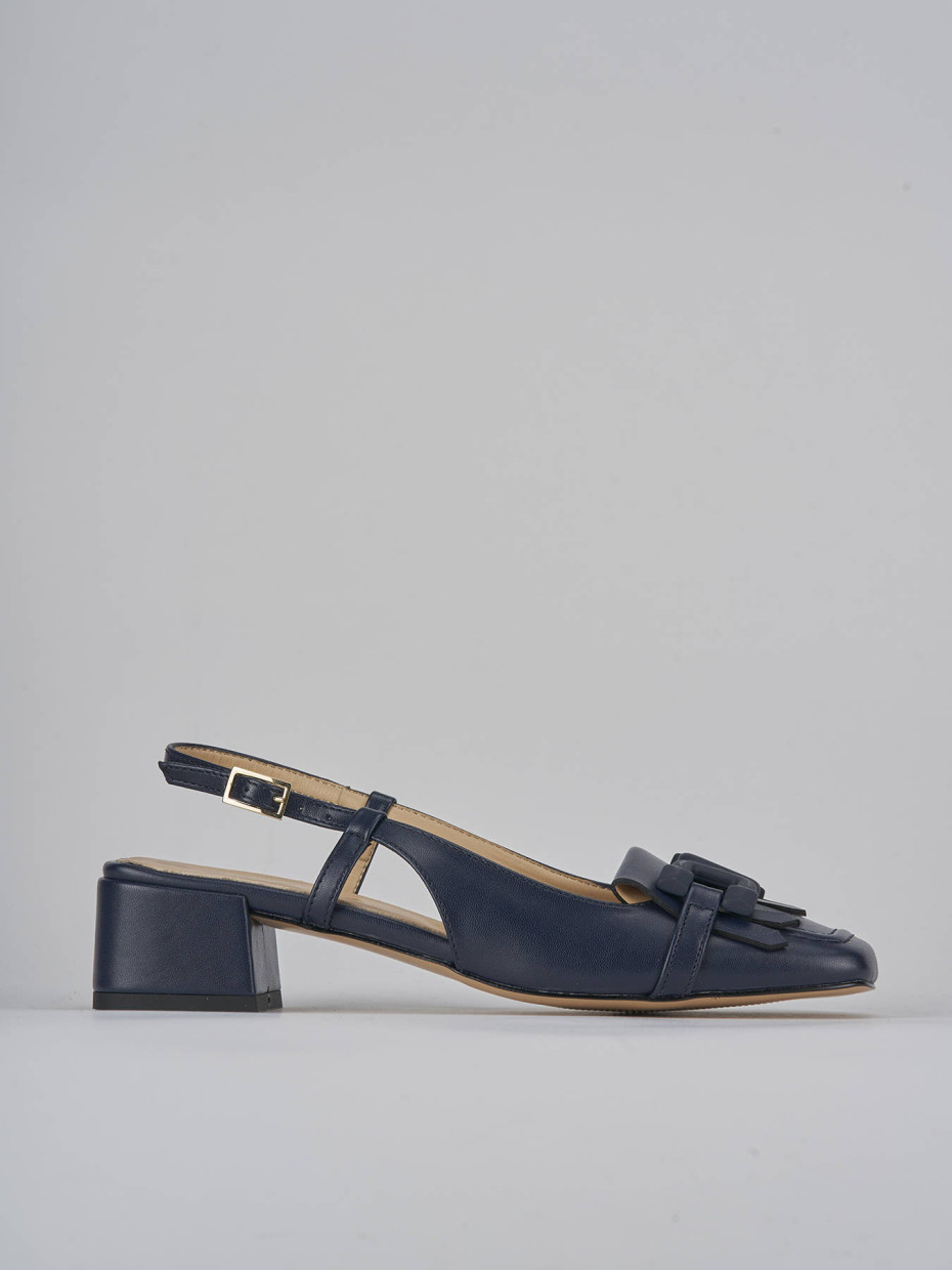 Décolleté e slingback tacco 4cm pelle blu