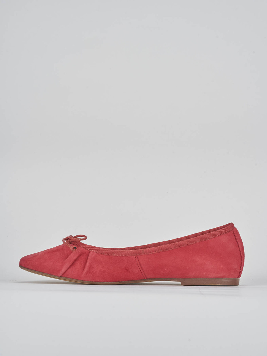 Ballerine tacco 1cm camoscio rosso