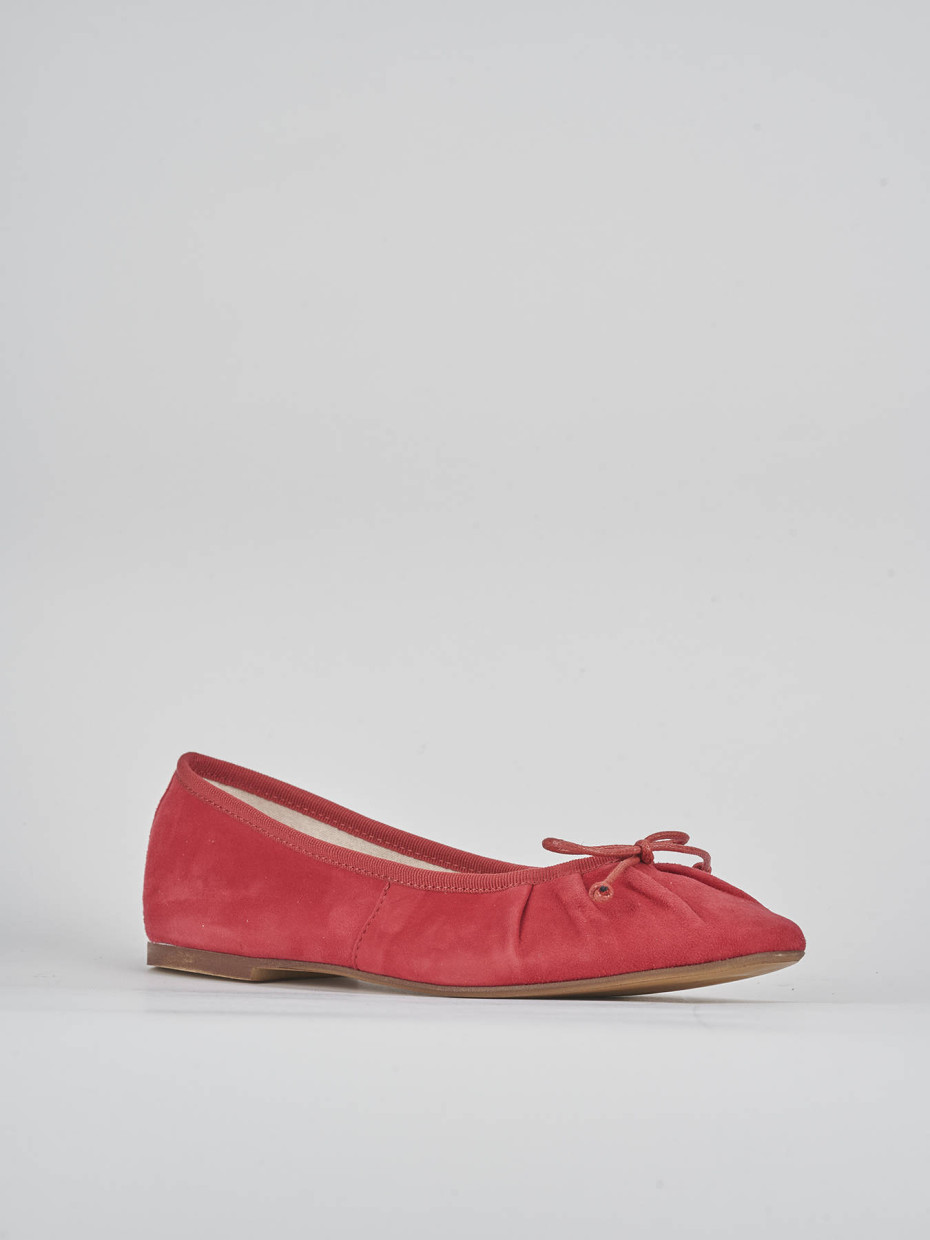 Ballerine tacco 1cm camoscio rosso