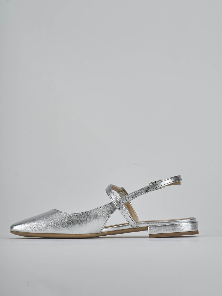 Ballerine tacco 1cm pelle argento