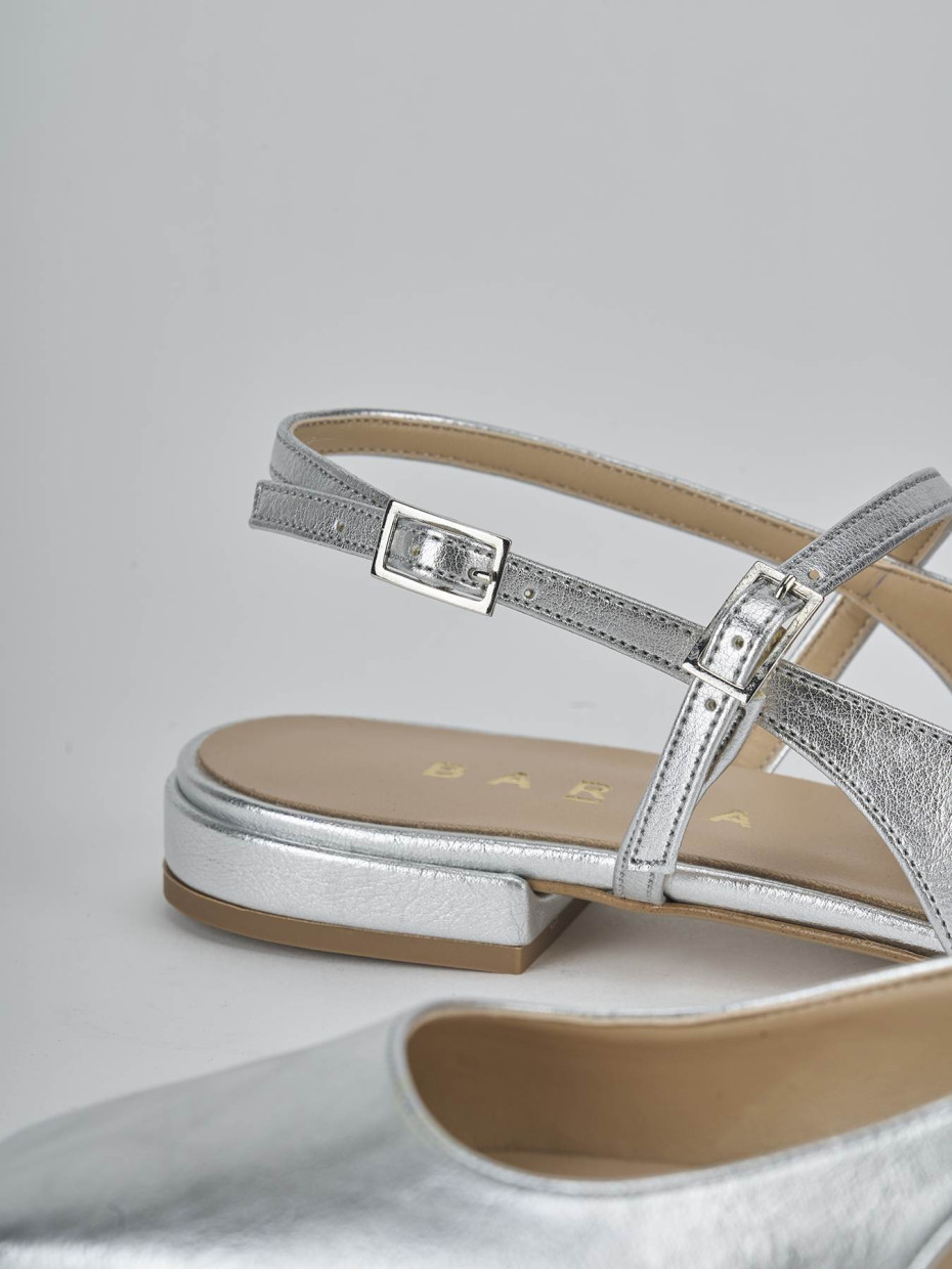 Ballerine tacco 1cm pelle argento